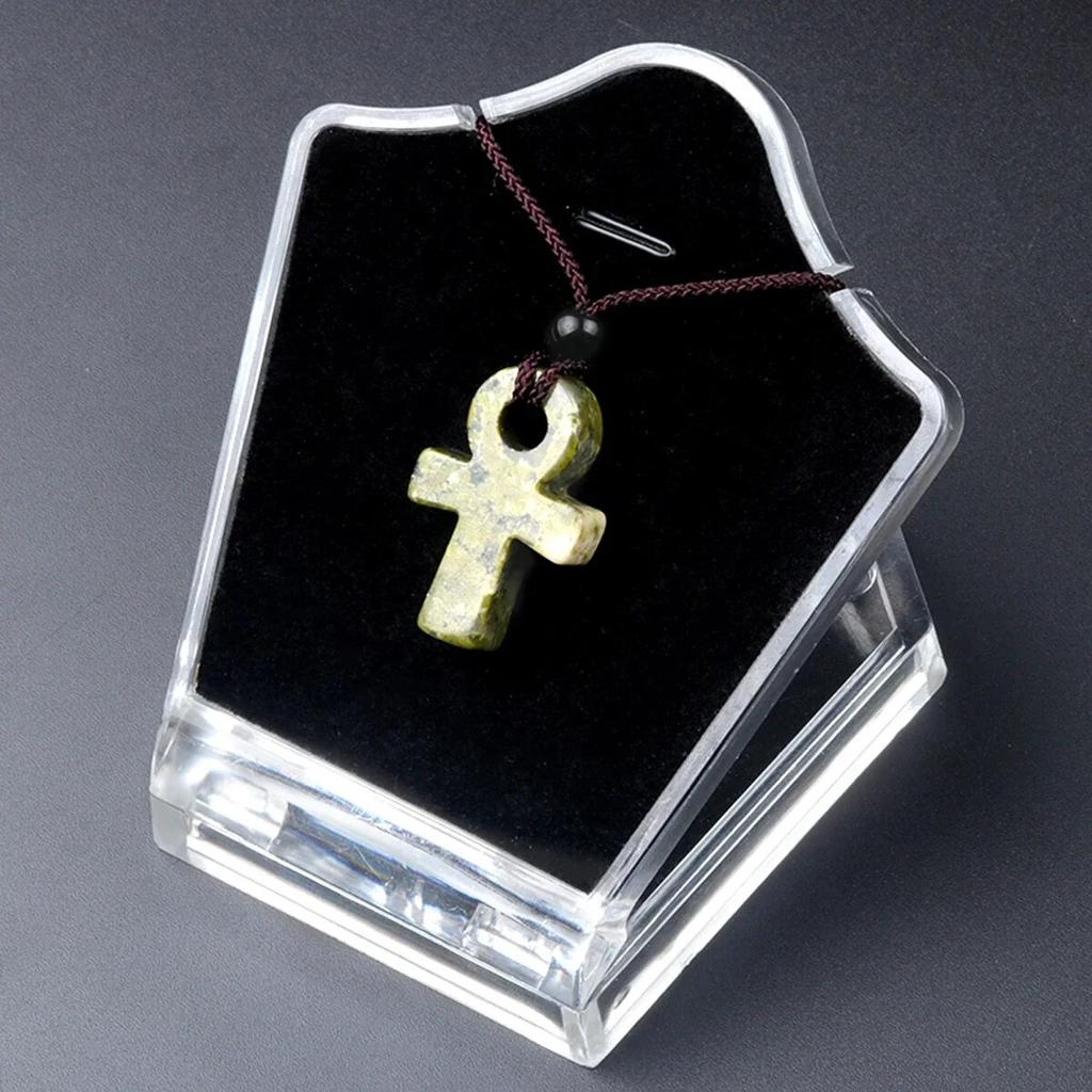 Ожерелье AnKa из натурального камня с кристаллами агатов Crux Ansata, подвеска в форме креста для женщин, подарок на день рождения, цепочка 32 см