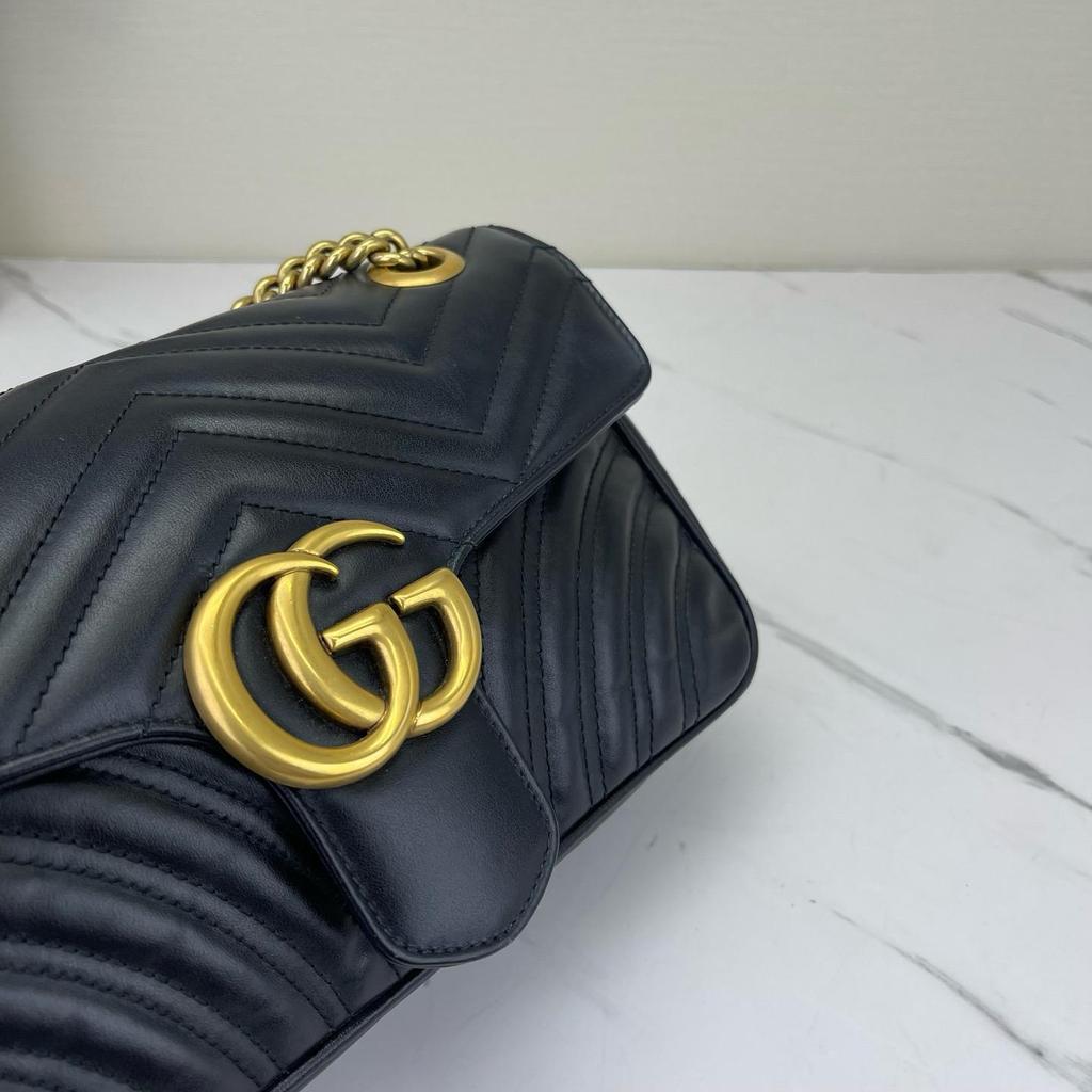 [Pre-Owned] Gucci GG Marmont Small Matelassé Shoulder Bag 'Black' - Excellent #1IPOC5G
