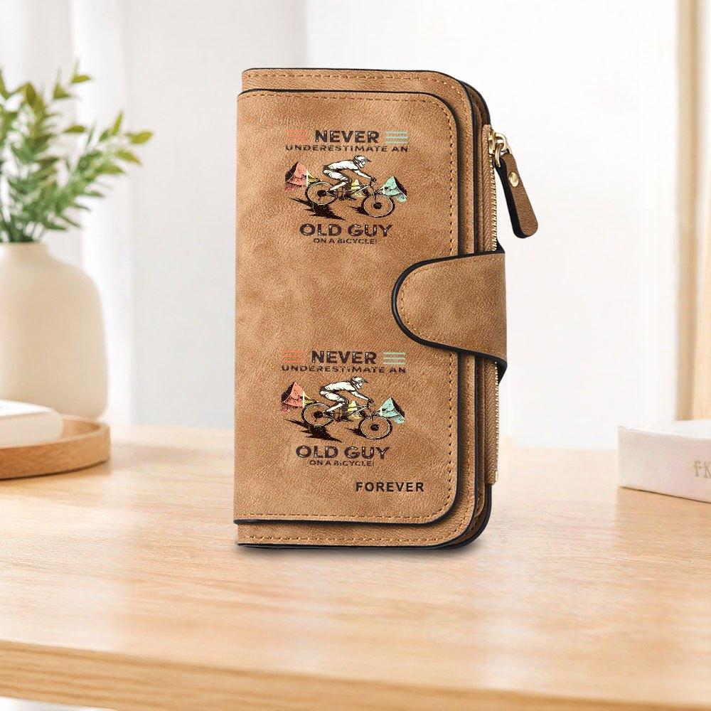 Mountain biking print long zipper wallet, large-capacity card holder, unisex clutch bag, stylish zippered coin purse, suitable for daily use, a great