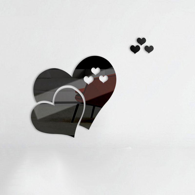 Потрясающие 3D Зеркальные Наклейки на Стену в Форме Сердца Любви Декаль Для Элегантного Украшения Комнаты