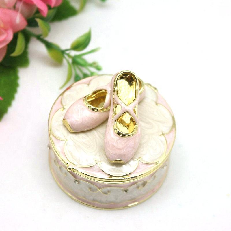 SHINNYGIFTS Enameled Metal Toe Shoes Trinket Box Gift Box for Jewelries Valentine Gift Forever Model SC2022