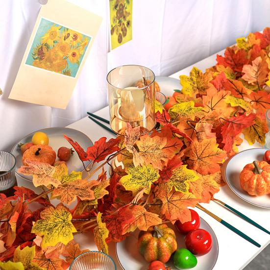 6,5-футовая осенняя гирлянда из кленовых листьев, искусственные осенние листья, подвесное украшение из лозы, реалистичный декор из листвы на День благодарения для дома, свадьбы, сада, офиса