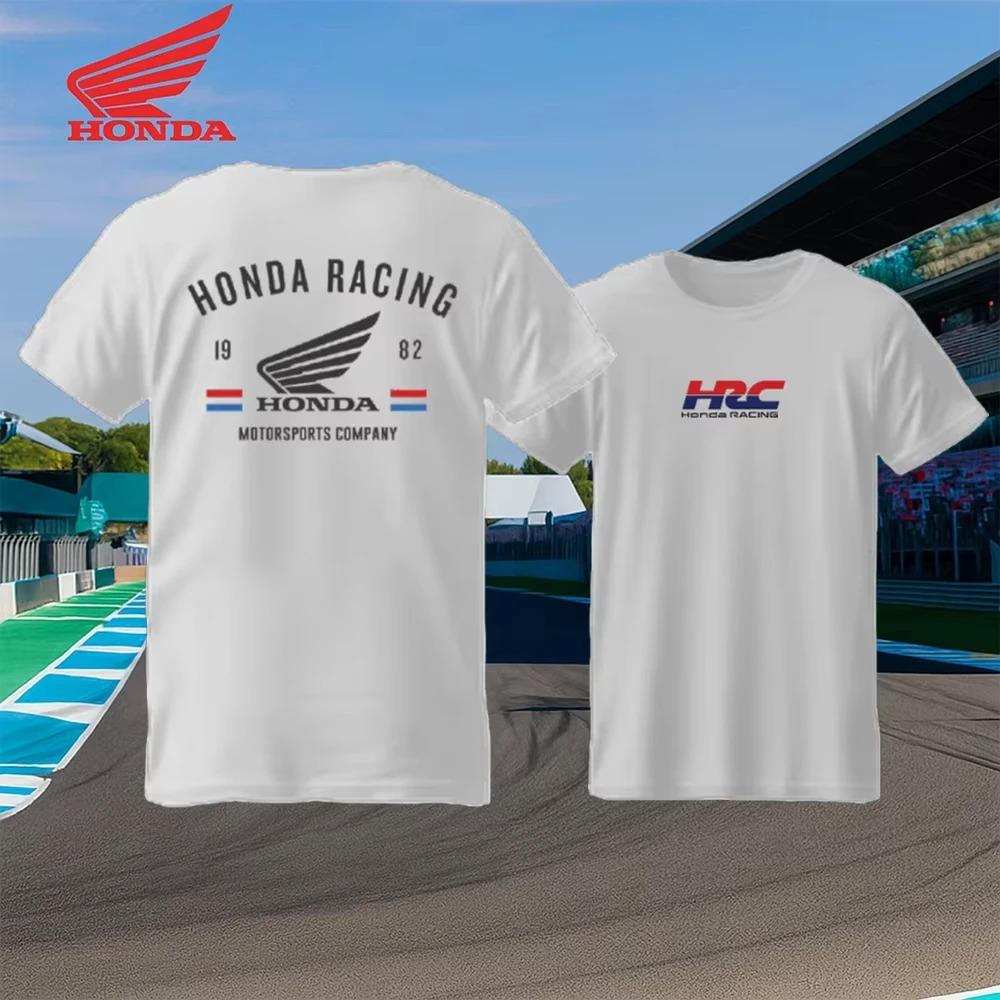Свободная футболка с коротким рукавом с эмблемой Honda Wing и значком "HRC Honda Racing" на груди