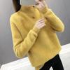 Half Turtleneck Solid Color Long Sleeve Pullover Sweater Mink Cashmere Sweater Thicken