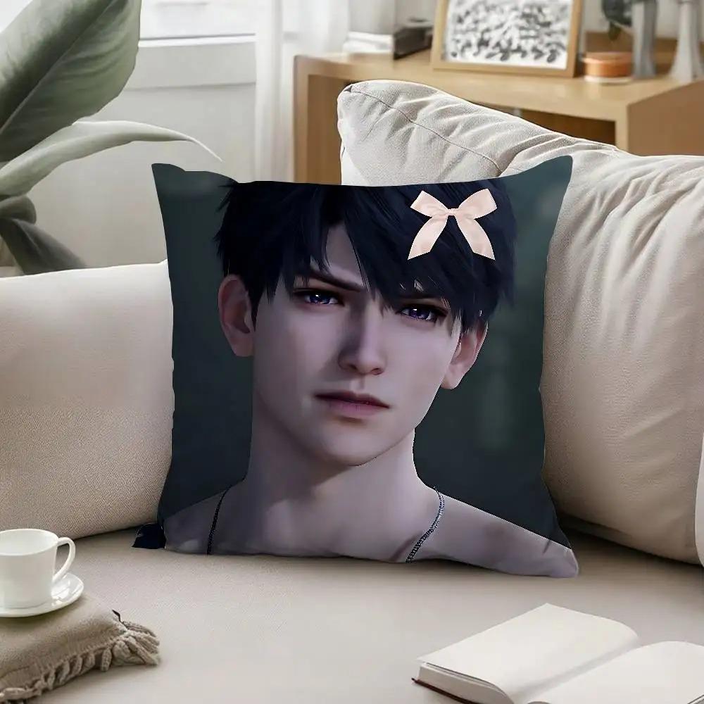 Otome Game Character Pillow Covers Handsome Male Print Polyester Pillowcases for Bedroom Living Room Anime Game Themed Home De