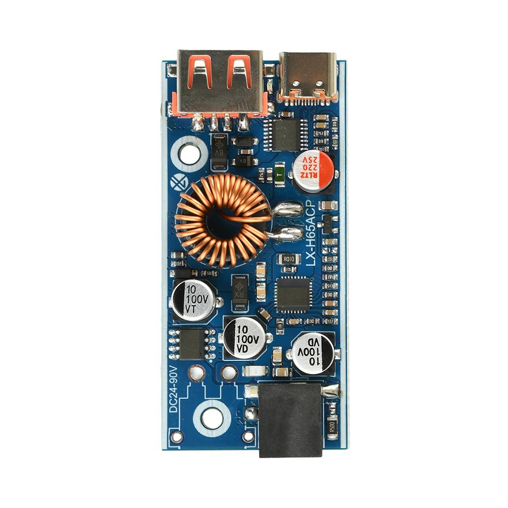 DC 20–96V PD 65W Понижающий модуль, Двойной USB Type-C адаптер быстрой зарядки PD/QC 2.0 и 3.0, Подходит для Apple, Huawei и других