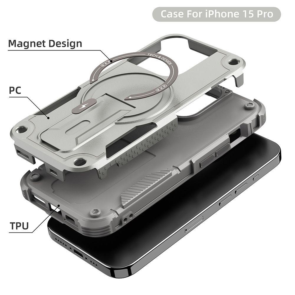 Чехол для телефона военного класса Armor для Apple iPhone16ProMax - чехол для телефона MagSafe со скрытым держателем, противоударный для iPhone16/15/14/13/12/11/Pro/ProMax/Plus