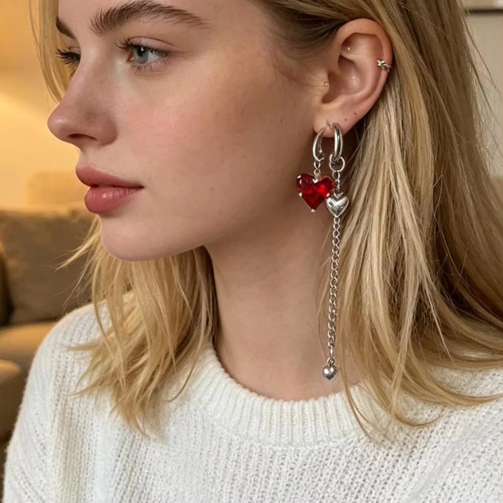 Asymmetrical Design Pendant Earrings Tassel Long Earrings New Zircon Earrings Jewelry Accessories