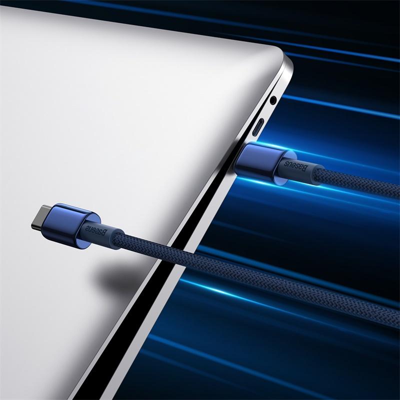 Вольфрамово-золотой USB-C кабель - USB-C 100 Вт 1 м - Темно-синий