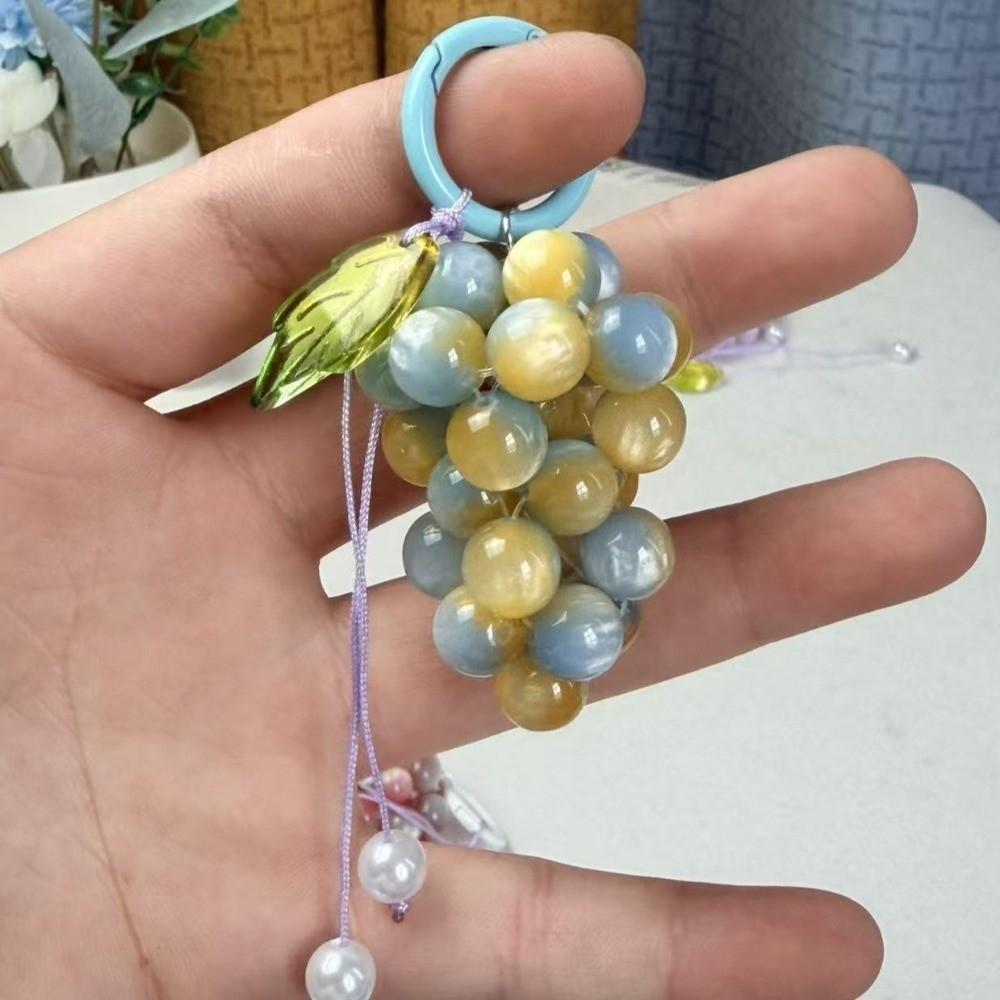 Zinc Zinc Alloy Grape Keychain Pendant Glazed Bag Charm Ancient Style Fruit Keyring Women