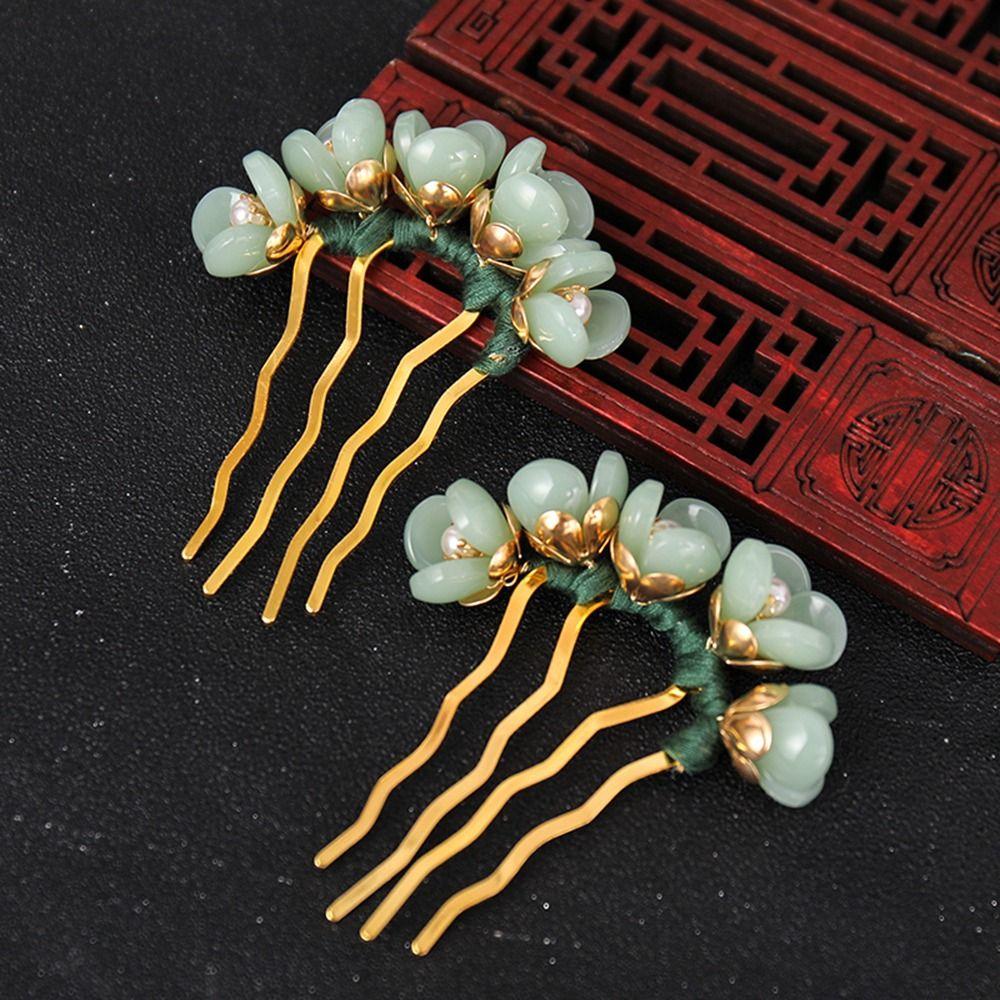 Hanfu Pearl Cheongsam Disk Hair Flowers Hair Stick U Shaped Hairpin Hair Fork Hair Accessories