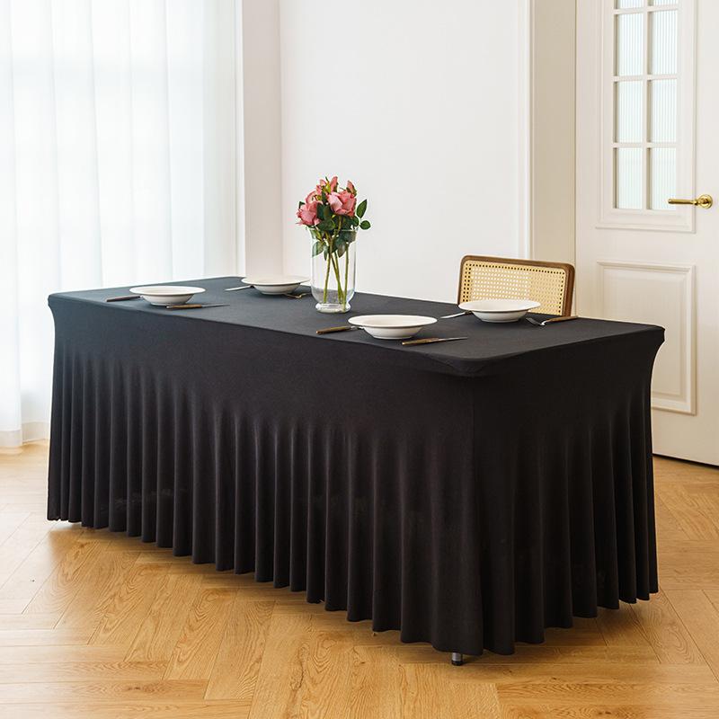 Heavy Milk Silk Elastic Rectangular Tablecloth For Hotel Conference Meeting Room And Wedding Decoration
