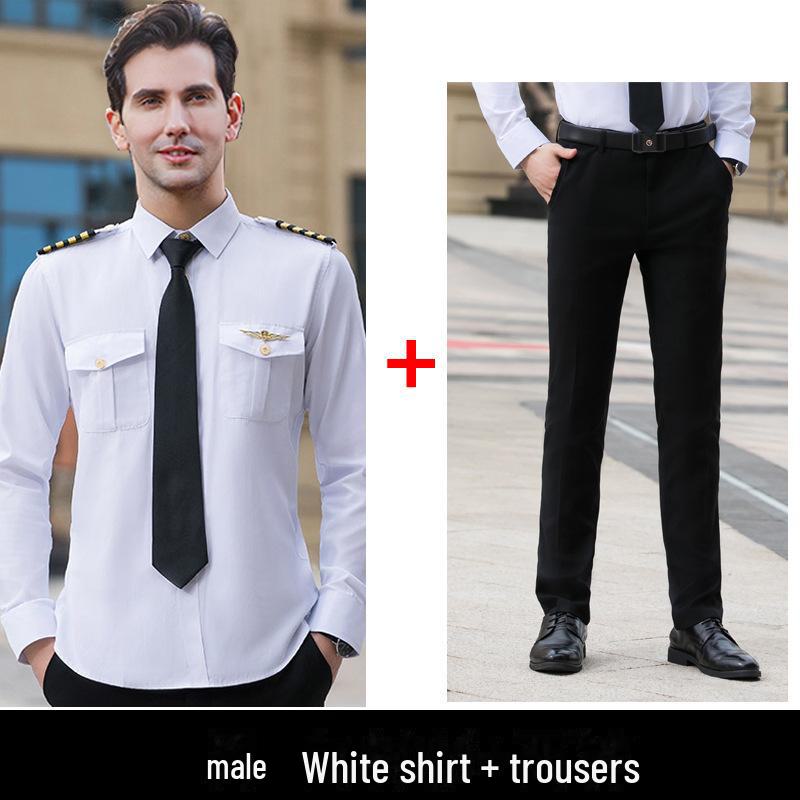 Рубашка с длинными рукавами в стиле пилота ВМС: Унисекс профессиональная одежда для бортпроводников и капитанов