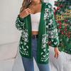 Vintage Christmas Knitwear Cardigan Loose V Neck Sweater Long Sleeve Top Winter Autumn Print Fashion
