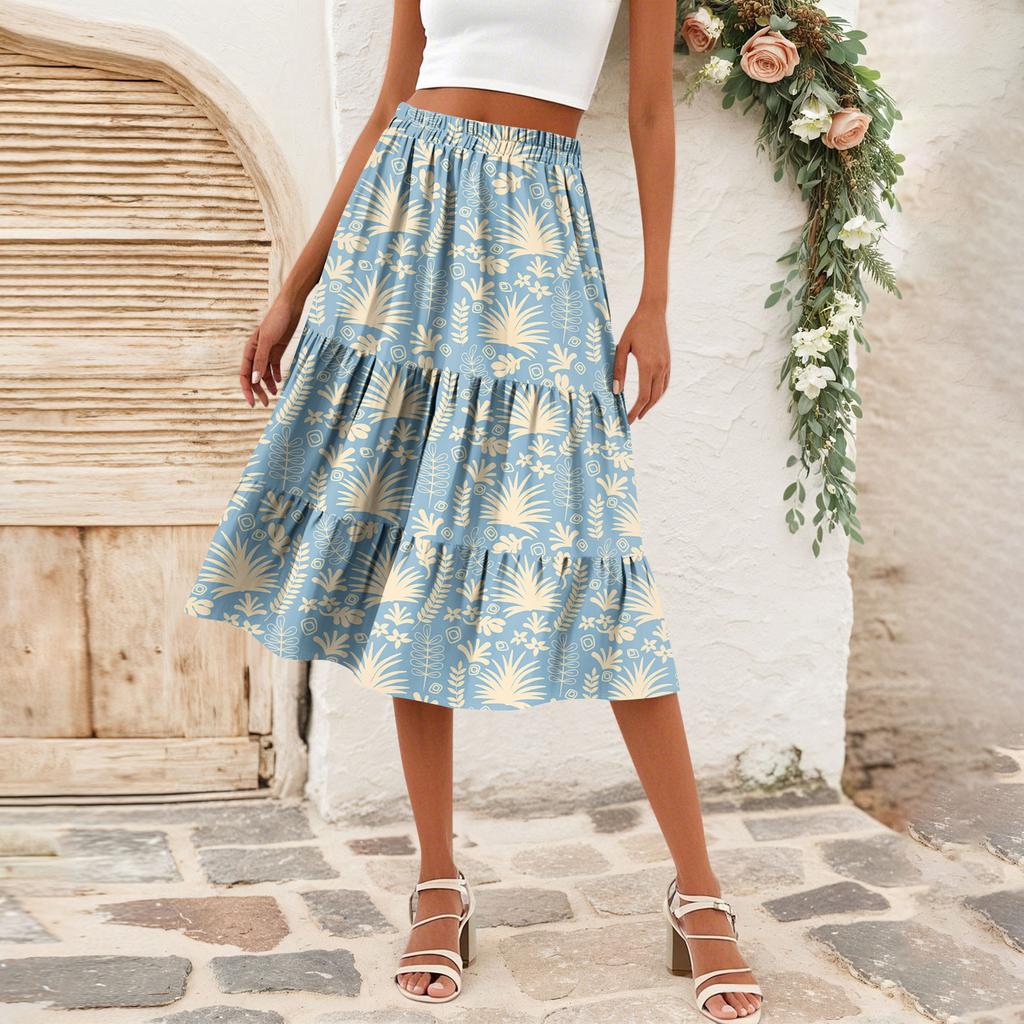 Женская повседневная юбка А-силуэта с высокой талией, юбка в полоску с принтом в горошек и карманами