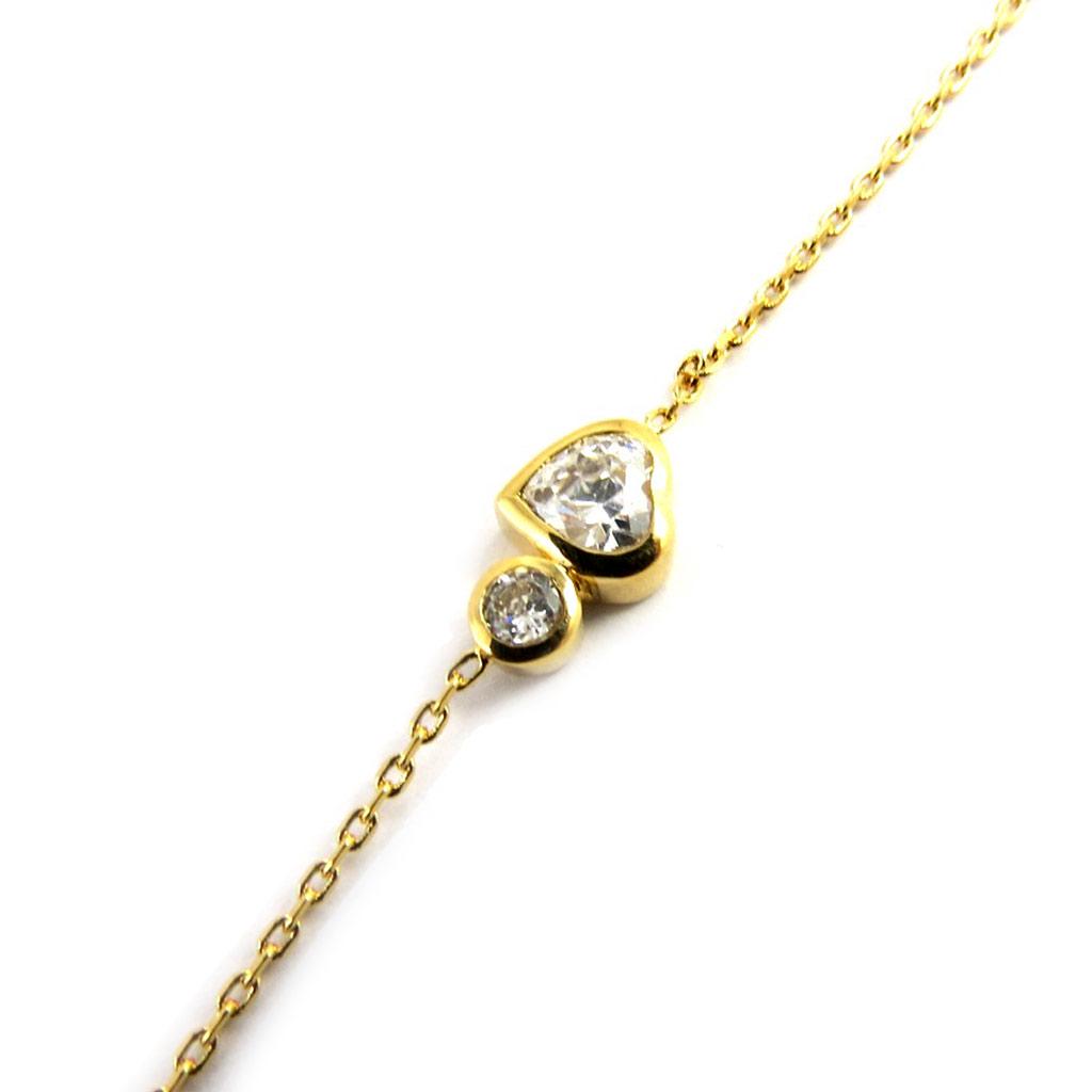 Les Trésors De Lily [M0922] - White 'Love' Gold Plated Bracelet