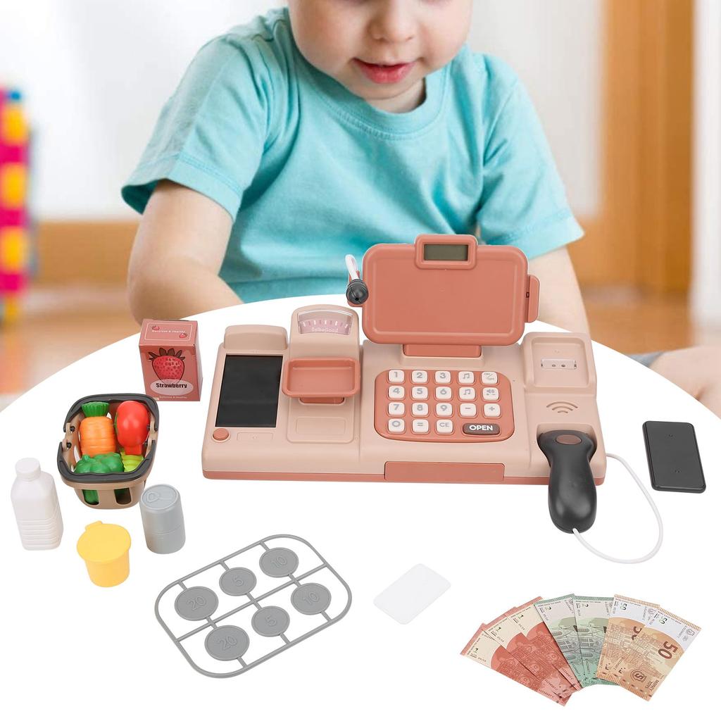 Игрушка кассовый аппарат Голосовая электронная ролевая игра Калькулятор кассира Детская развивающая игрушка Розовый