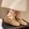 Fashion Women's Thick-soled Non-slip Solid-color Peas Clogs In Spring Autumn Korean Style Buckle Decorative Round-headed Low-top Shoes