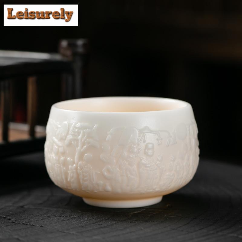 170 мл высококачественная фарфоровая чашка для чая из нефрита с ледяными семенами, рельефная чашка мастера Дуньхуанского Будды, персональная дегустационная чаша для чая в стиле кунг-фу