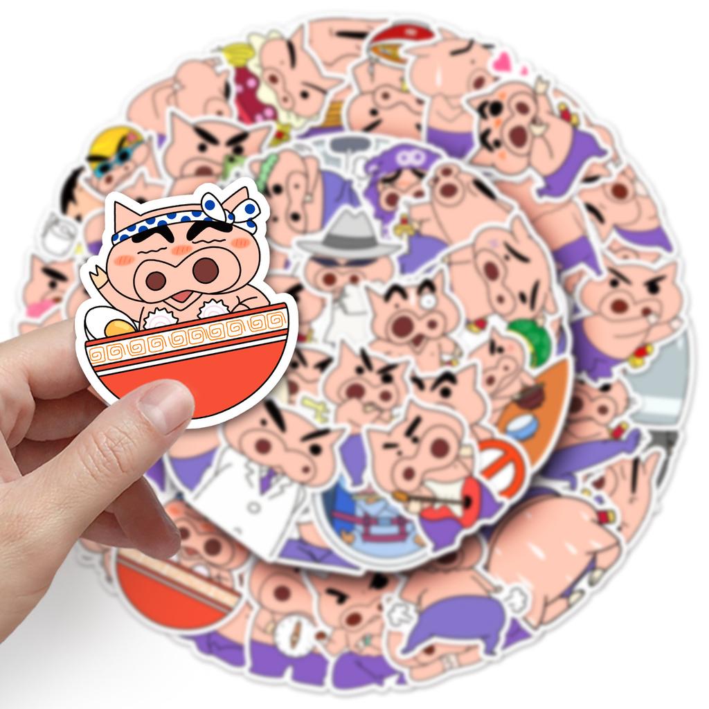50 штук мультяшных стикеров Fat Dudu Saemon, карточки Crayon Shin-gu, декоративные наклейки для мобильного телефона, чемодана, блокнота