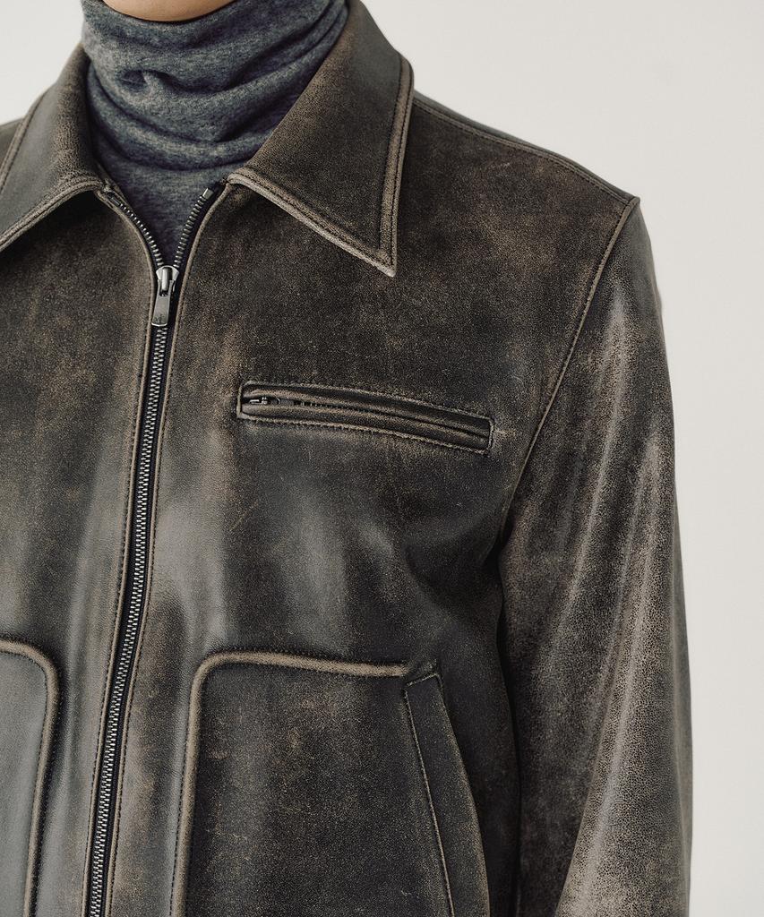 MMIC Aged Leather Jacket (Deep Brown)