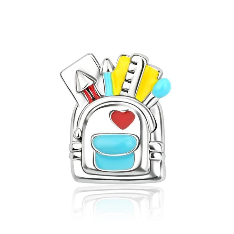 Снова в школу Медные шармы Сумка Наушники Кубик Рубика Часы Игровая консоль Бусина Подвеска Подходит для браслета Ожерелье Ювелирные изделия