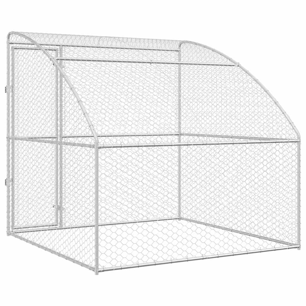Dog Kennel with Storage Silver 2 x 2 x 2 m Galvanized Steel