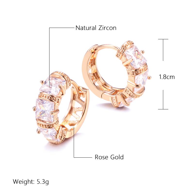 Женские серьги-кольца с блестящими квадратными цирконами Kinel