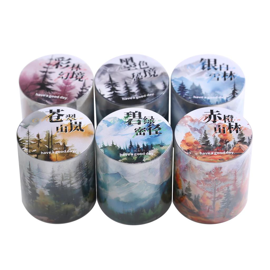JIANWU 45mm*200cm Mountain and Forest Series Vintage Plant Landscaping Material Collage PET Tape Creative DIY Journal Stationery