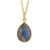 [P2577] - Golden Gray 'Mineralia' Silver Necklace (labradorite) - 20x15 Mm