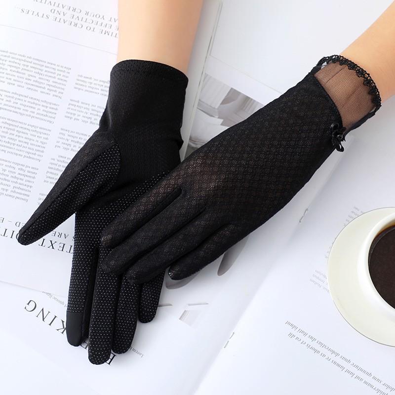 Весенне-летние перчатки для защиты от солнца, кружевные перчатки с кружевом и сенсорным экраном, женские перчатки для вождения, легкие дышащие уличные солнцезащитные перчатки для велоспорта