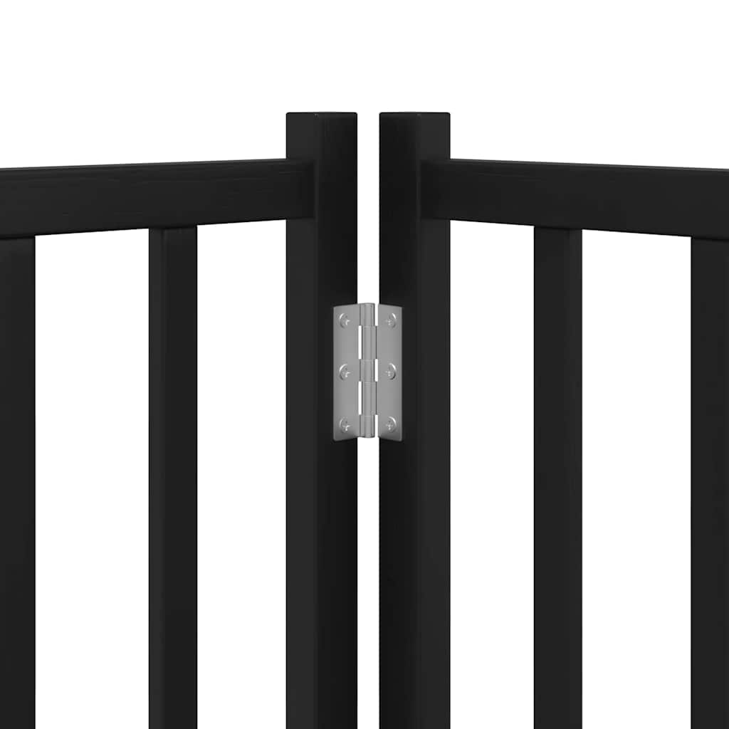 9 Piece Foldable Black Dog Gate 450 cm Poplar Wood