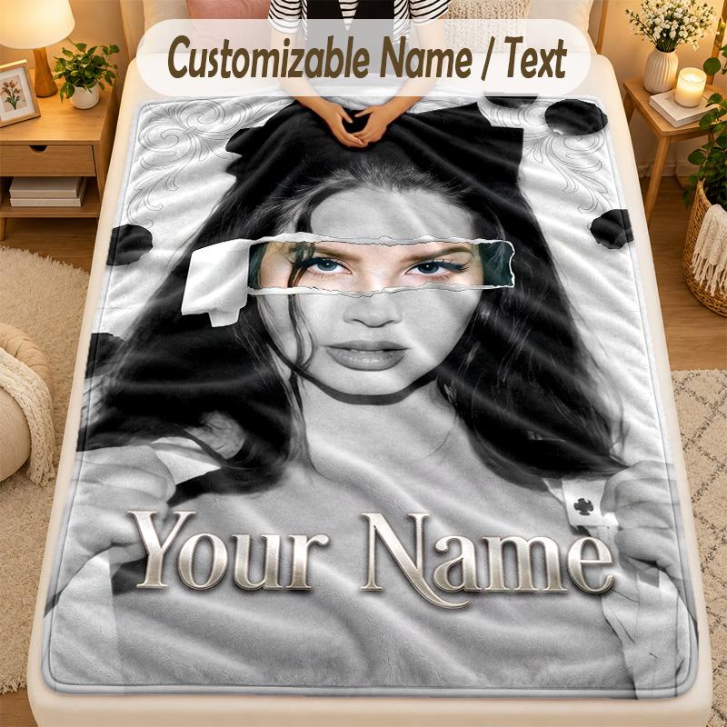 Flannel BlanketLana Del Rey Custom Name Text Personalized Soft Warm Throw Blanket Home Decor Gift