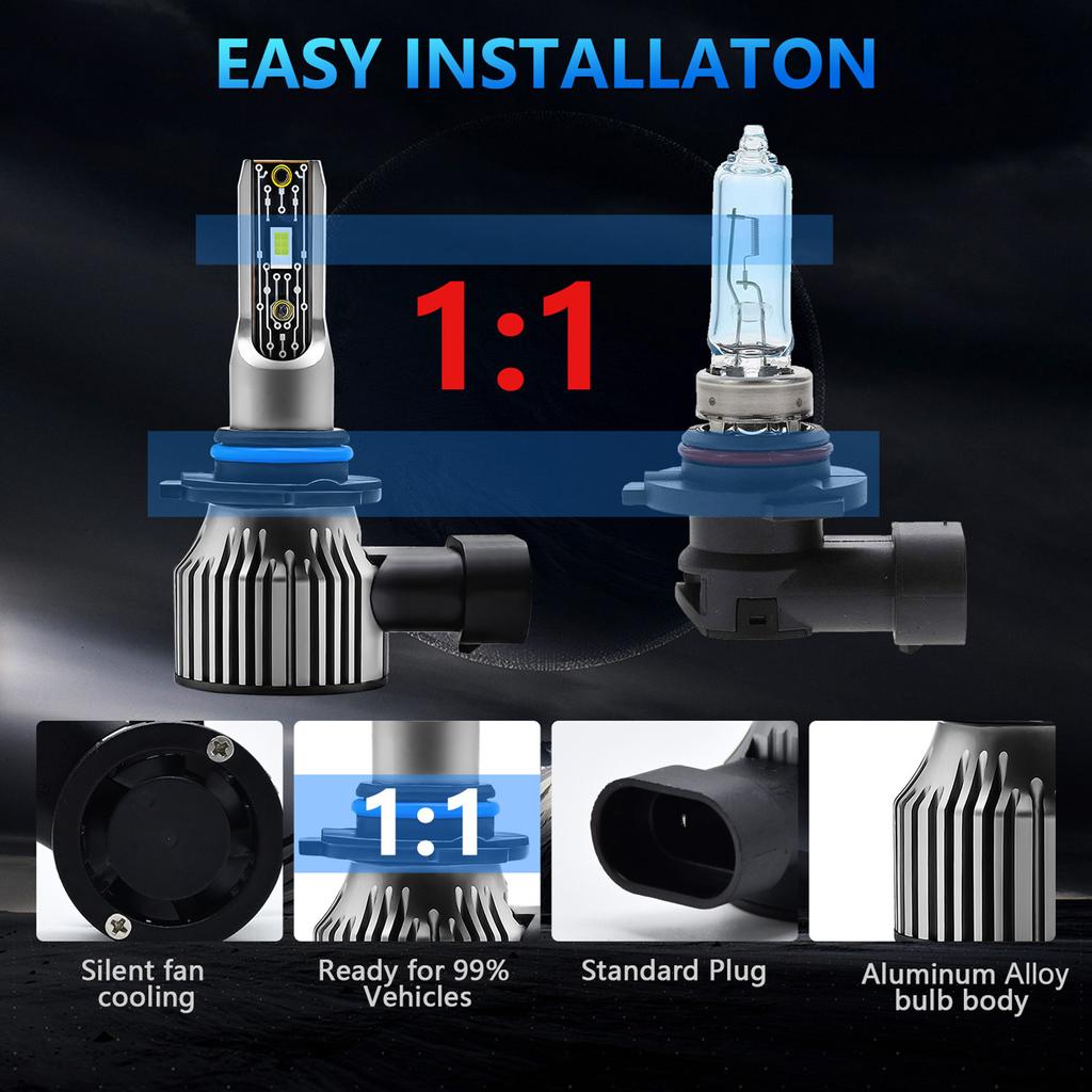 9006/HB4 Светодиодные лампы для фар IP68 Водонепроницаемые автомобильные светодиодные лампы для фар 6500K 120W 12000LM Яркий светодиод