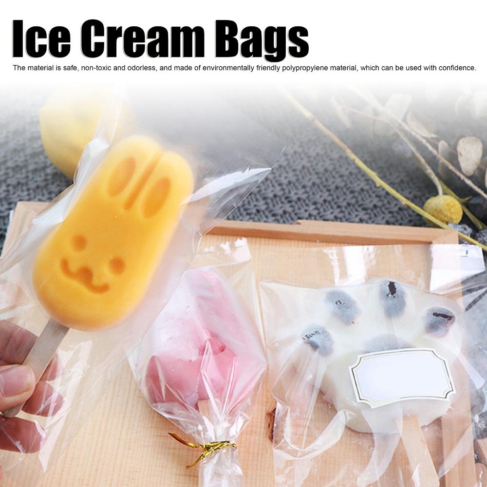 100 Pcs set Transparent Ice Cream Bags Multi Size Rice Crispy Treat Bags Candy Packaging Supplies