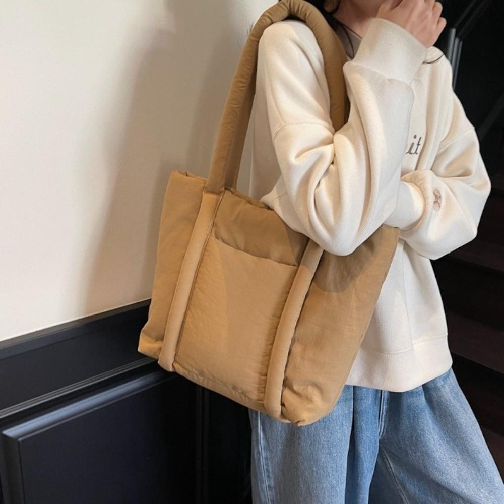 Nylon Large Capacity Handbag with Compartments Puffer Carryall Bag Casual Shoulder Bag  Women