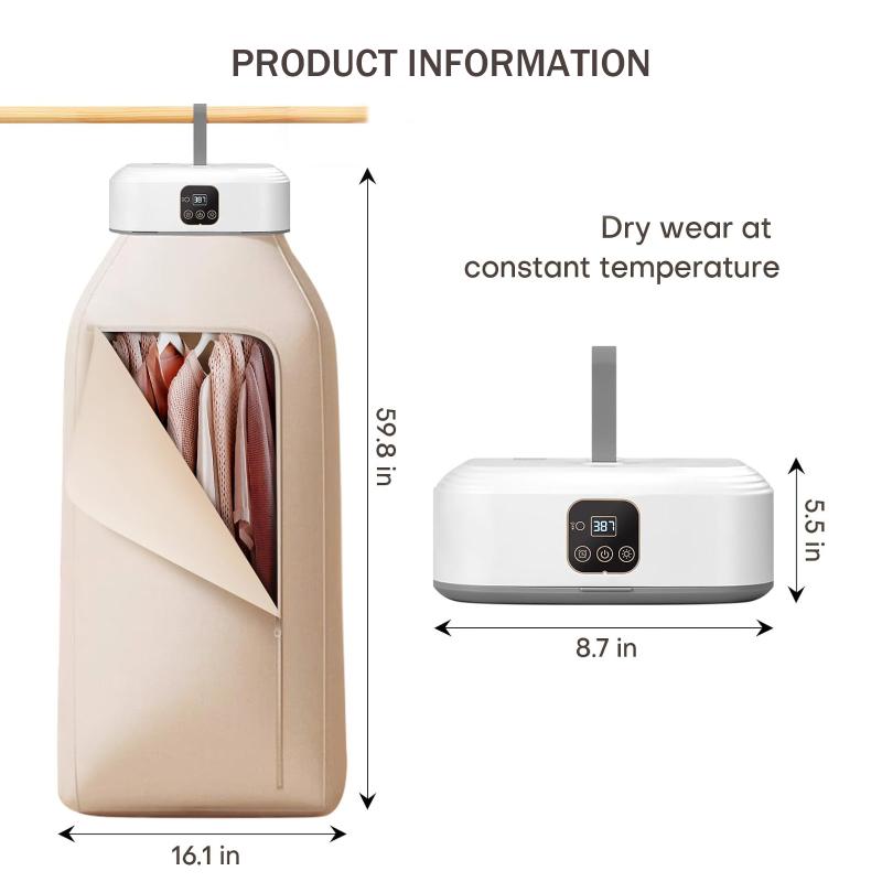Портативная сушилка для одежды, комбинированная стирально-сушильная машина со шнуром питания, пультом дистанционного управления, встроенным таймером, бесшумная