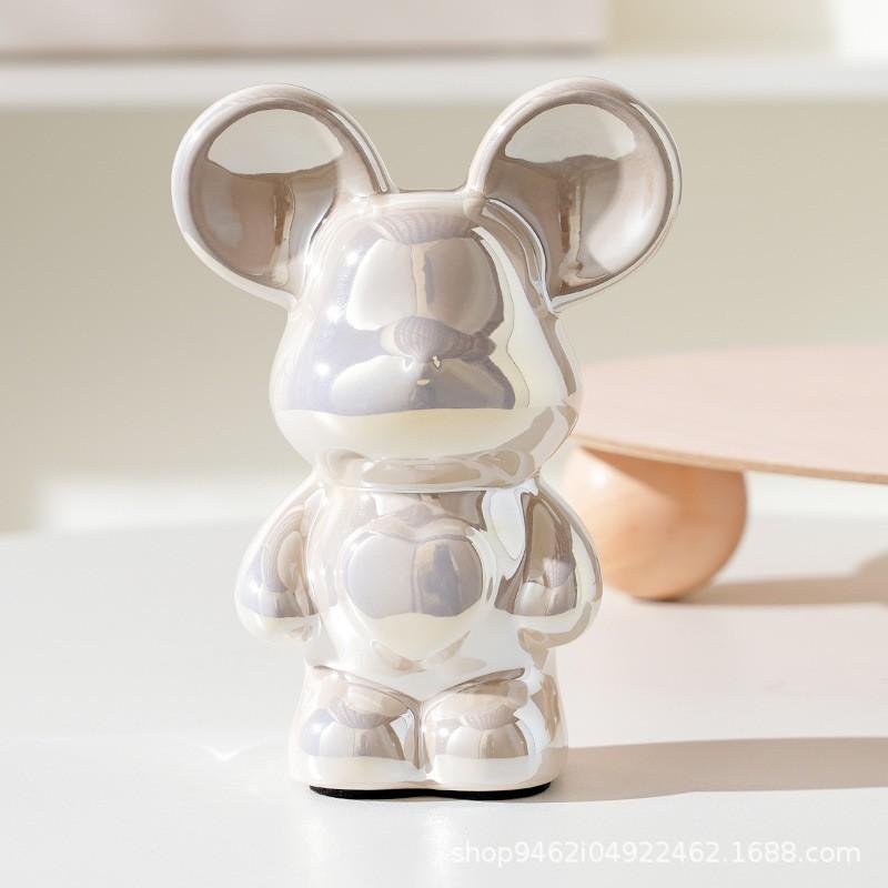 16cm Ears Cartoon Bear Ceramic Piggy Bank Home Decor Gift Living Room TV Cabinet