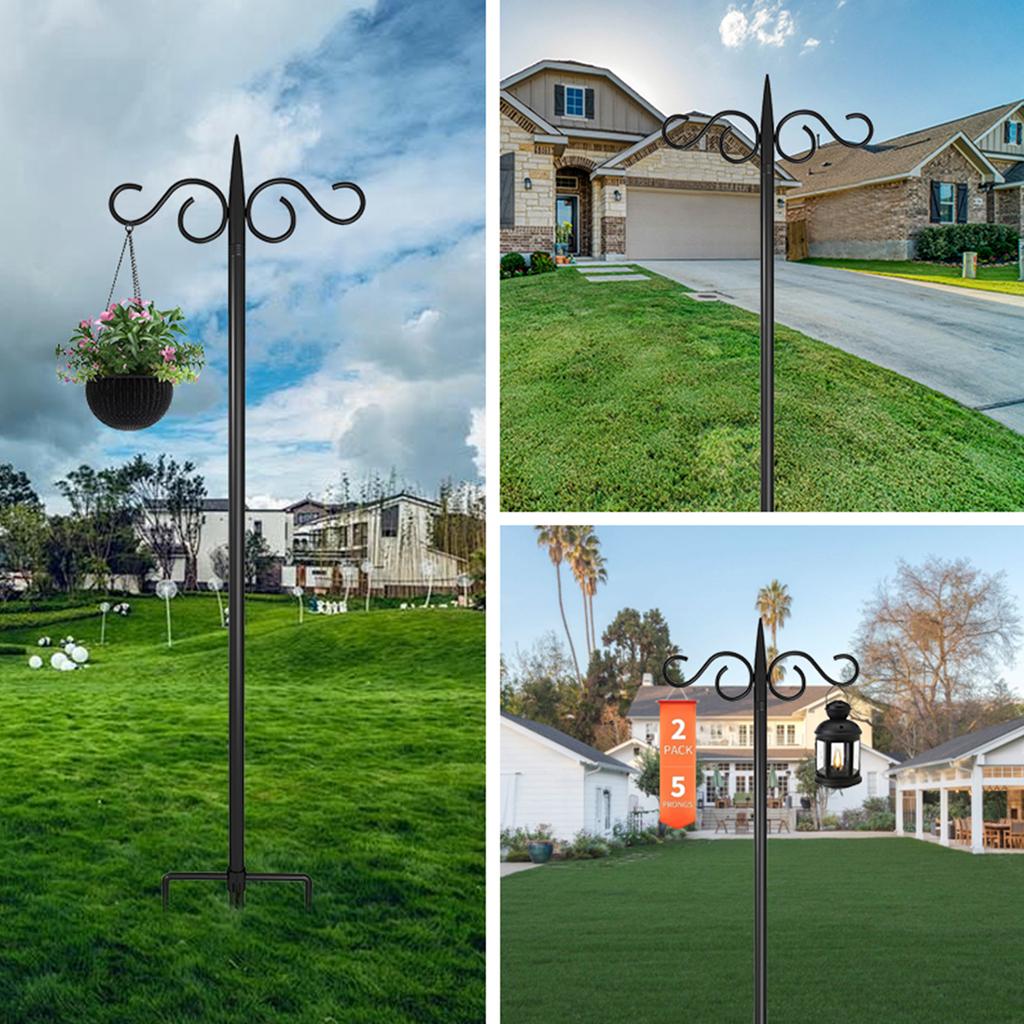 Adjustable Shepherd Hooks for Outdoor Two Sided Feeder Poles Suitable for Garden In Hanging Flower