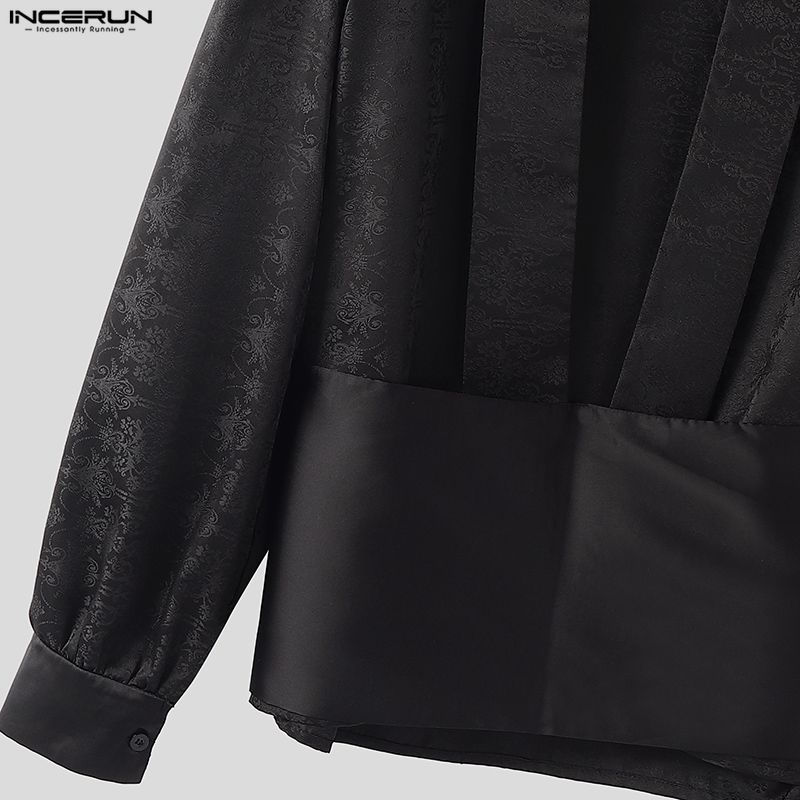 INCERUN Женские кроп-топы с глубоким V-образным вырезом, длинным рукавом, цветочным пэчворком, перекрещивающиеся спереди, повседневные, элегантные