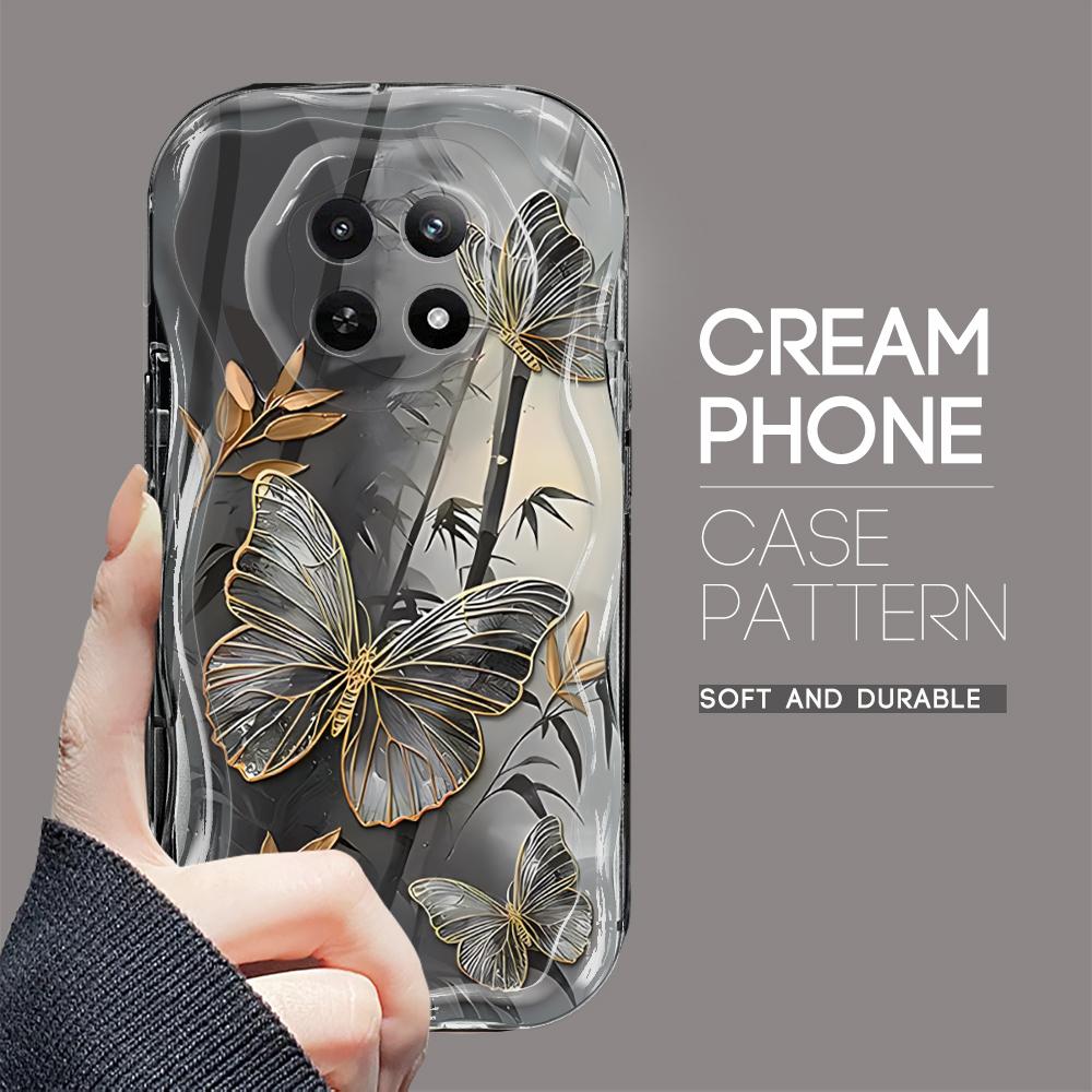 Cartoon Pattern Cream Texture Casing Wavy Edge Soft Silicone Cover Phone Case for OPPO Reno Realme OnePlus Vivo