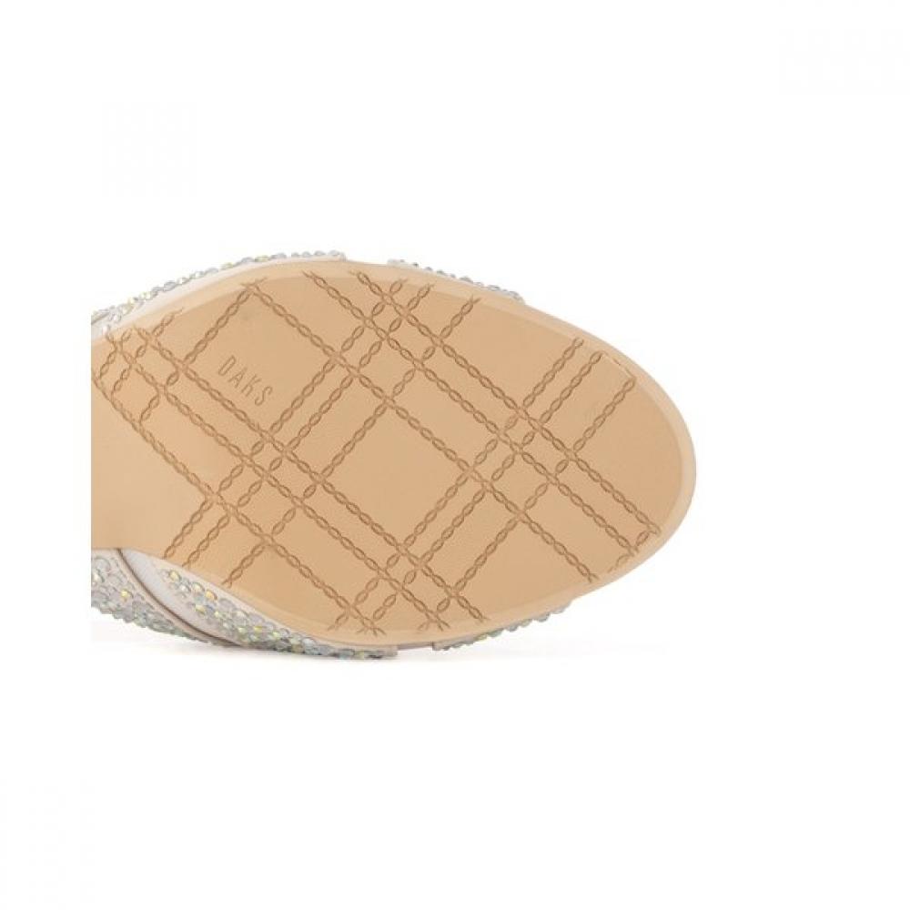 Daks 7cm CrYstal Jewel Mesh Y Strap Sandal Dld304 Cream White