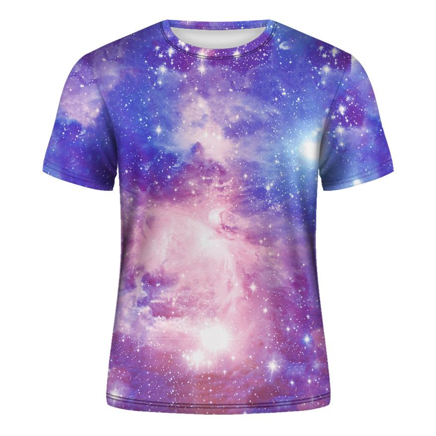 Vast Starry Sky Universe Graphic T Shirts For Men Summer Fashion 3D Space Planet Pattern T-shirt Personality Cool Style T-shirts