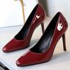 Shoes Women 10 CM Heels Patent Leather Women Pumps Fashion Wedding Shoes Stilettos Heels Sexy Party Shoes Large Size 43