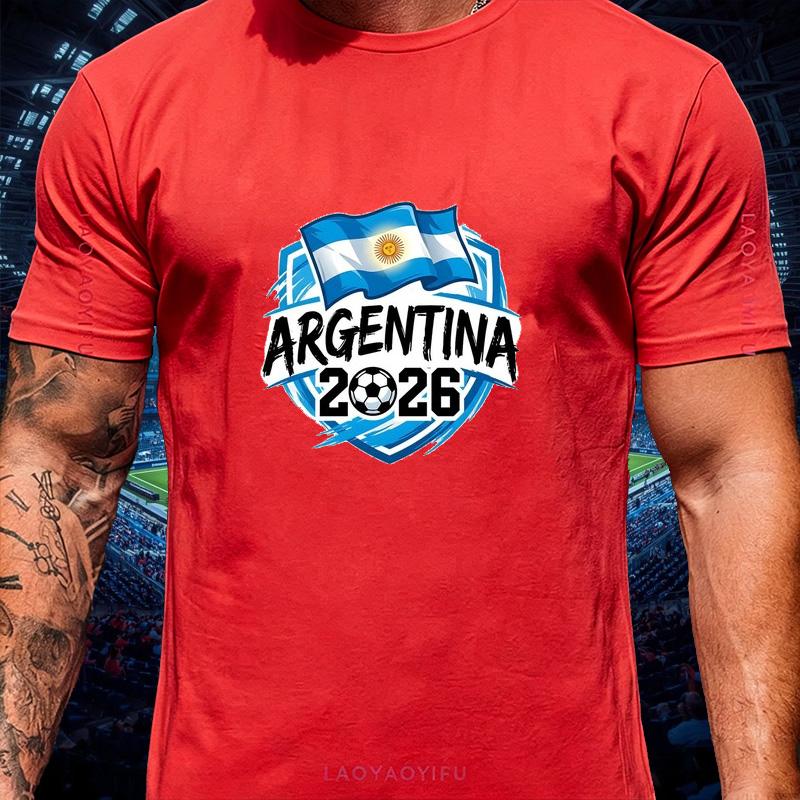 Best Seller Argentina 2026 Soccer Champion Supporter T Shirt Unisex Sun National Flag Graphic Casual Cotton Short Sleeve Tee