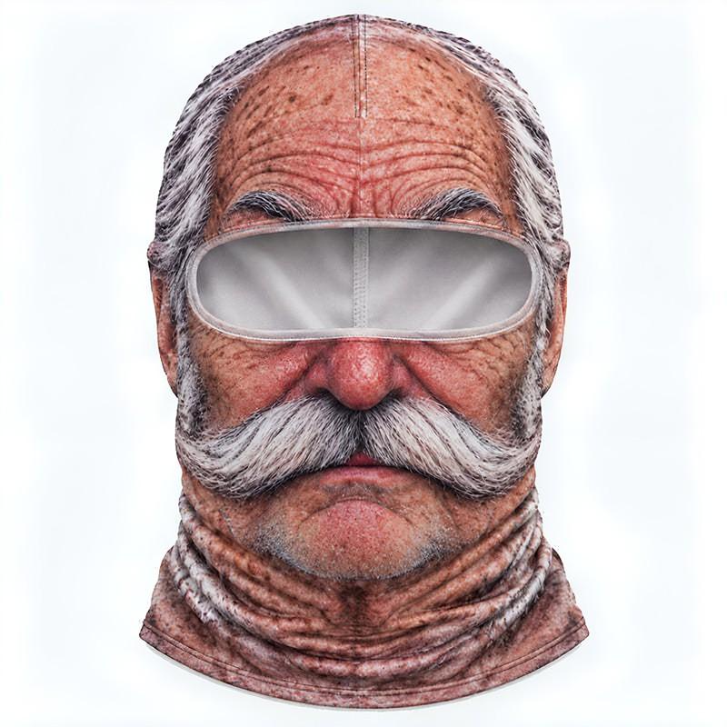 Halloween Funny Old Man Ski Mask Realistic Face Balaclava 3D Print Winter Neck Coverage Skiing Outdoor Parties