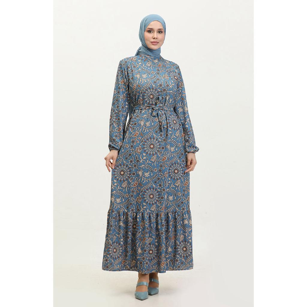 Платье Patterned Belted 0364-01 Индиго