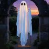 Светящийся белый призрак на Хэллоуин, светодиодная подвесная качающаяся фигурка призрака, жуткие реквизиты со сказочной гирляндой, для помещений и улицы, декорации для дома с привидениями на Хэллоуин