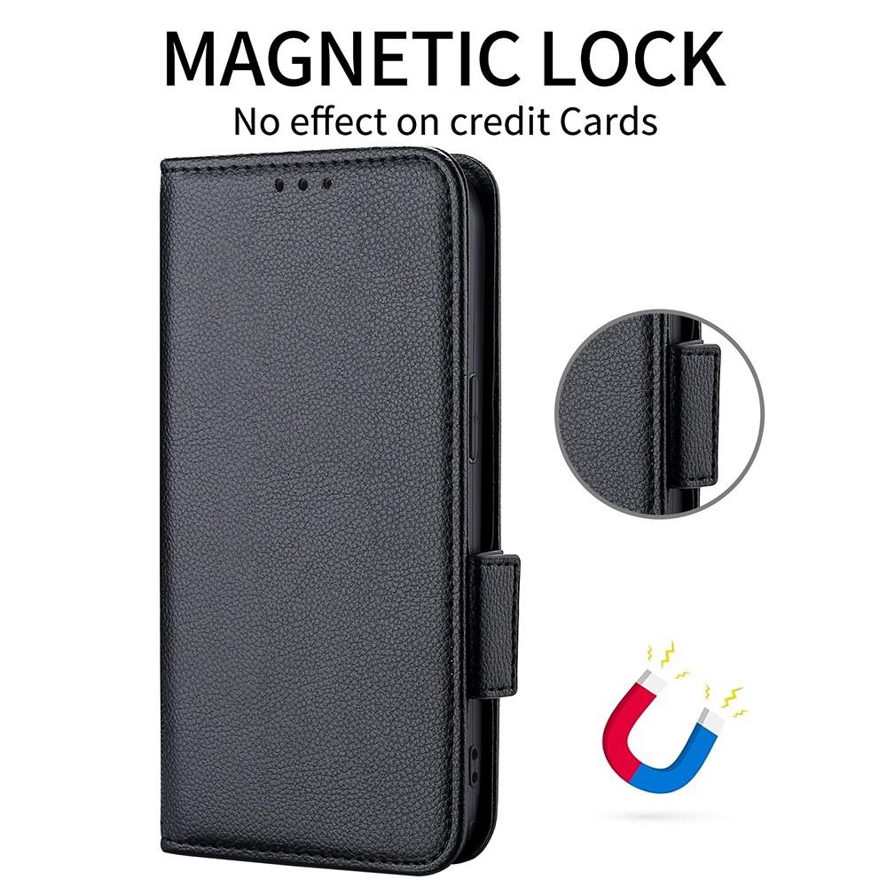 Wallet Case for Moto G67 5G - Leather/PU, Black, With Lanyard