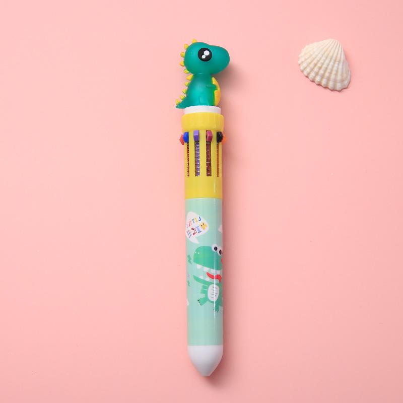 10 цветов шариковая ручка милый единорог мультфильм динозавр цвет выдвижная ручка многоцветная в 1